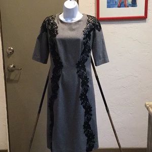 ❌❌ SOLD ❌❌Grey Wool Dress with Lace Detailing